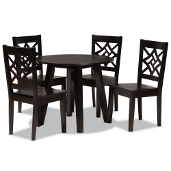 Baxton Studio Rava Modern and Contemporary Dark Brown Finished Wood 5-Piece Dining Set